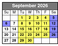 Silver Dollar City Showboat (Formerly Showboat Branson Belle) Tier One September Schedule