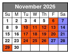 Silver Dollar City Showboat Christmas Show (Formerly Showboat Branson Belle) Tier Two November Schedule