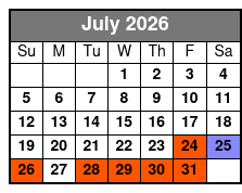 Silver Dollar City Showboat Captain's Club Seating (Formerly Showboat Branson Belle) July Schedule