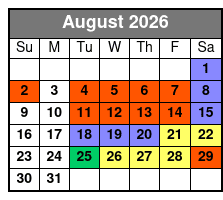 Silver Dollar City Showboat Captain's Club Seating (Formerly Showboat Branson Belle) August Schedule