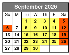 Silver Dollar City Showboat Captain's Club Seating (Formerly Showboat Branson Belle) September Schedule