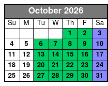 Silver Dollar City Showboat Captain's Club Seating (Formerly Showboat Branson Belle) October Schedule