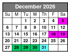 Silver Dollar City Showboat Captain's Club Seating (Formerly Showboat Branson Belle) December Schedule