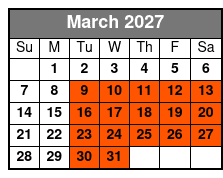 Silver Dollar City Showboat Dinner Cruise Captain's Club Seating  (Formerly Showboat Branson Belle) March Schedule