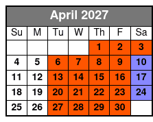 Silver Dollar City Showboat Dinner Cruise Captain's Club Seating  (Formerly Showboat Branson Belle) April Schedule