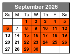 Silver Dollar City Showboat Lunch Cruise (Formerly Showboat Branson Belle) Tier Two September Schedule