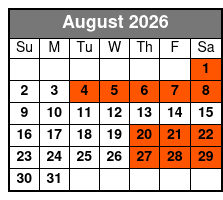 Smoke On The Mountain August Schedule