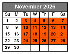 Smoke On The Mountain November Schedule