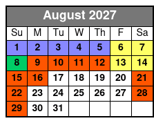 White Water Branson MO August Schedule