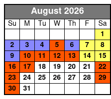 White Water 1 Day Ticket August Schedule