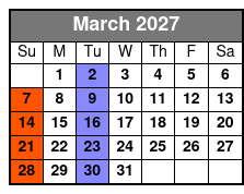 Spirit of America  March Schedule