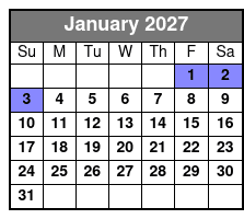 Downtown to Mountaintop Pink Jeep Tours  January Schedule