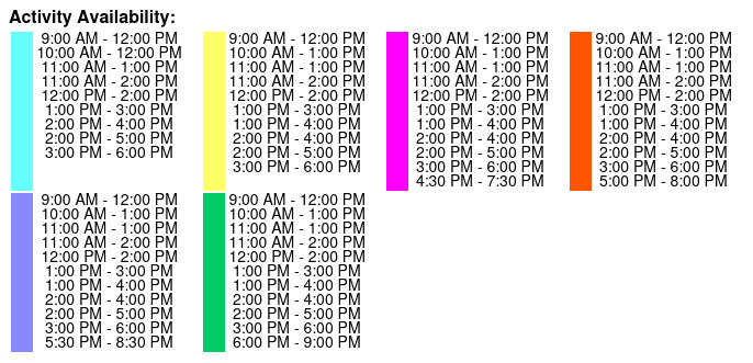 Pink Jeep Tours of Branson  Color Key