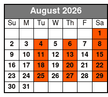 Rock 'N' Roll Sunrise August Schedule