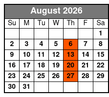 Elvis Aloha from Hawaii Show August Schedule