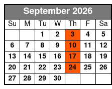 Elvis Aloha from Hawaii Show  September Schedule
