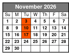 Elvis Aloha from Hawaii Show November Schedule