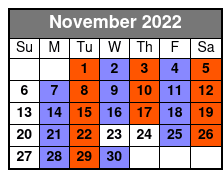 SIX Christmas Show November Schedule