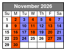 SIX Christmas Show November Schedule