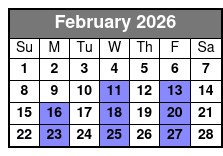 SIX Branson February Schedule