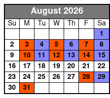 SIX Branson August Schedule