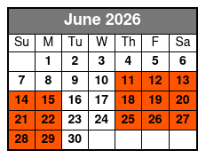 The Magic of Taylor Reed Dinner Show  June Schedule