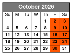 The Magic of Taylor Reed Dinner Show  October Schedule