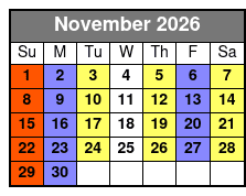 Legends in Concert Christmas Show Standard Seating November Schedule