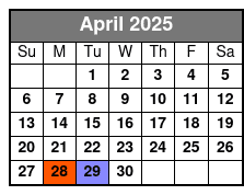 Legends in Concert Standard Seating April Schedule
