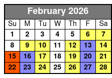 Legends in Concert Standard Seating February Schedule