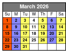 Legends in Concert Standard Seating March Schedule