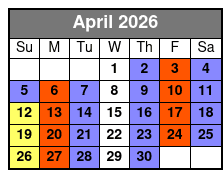 Legends in Concert Standard Seating April Schedule