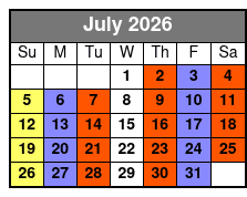 Legends in Concert Standard Seating July Schedule
