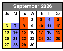 Legends in Concert Standard Seating September Schedule