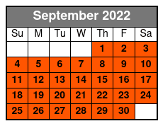 10 - 12 Minute Helicopter Flight September Schedule