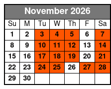 Hamners' Unbelievable Magic Variety Show November Schedule