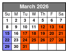 Hamners' Unbelievable Magic Variety Show March Schedule