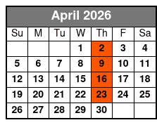 Dancing Queen Ultimate 70s Show April Schedule