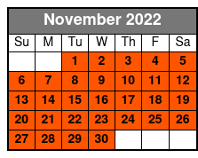 Parakeet Pete’s Waterfront Zipline & Balloon Combo Pass November Schedule