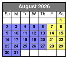 Parakeet Pete’s Waterfront Zipline August Schedule