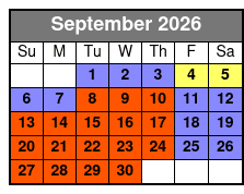 Parakeet Pete’s Waterfront Zipline September Schedule