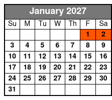 Grand Jubilee January Schedule