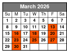 Escape Reality Magic & Illusions Show (No Meal) March Schedule