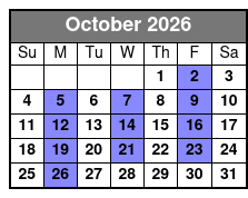 Escape Reality Magic & Illusions Show (No Meal) October Schedule