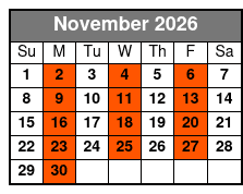 Escape Reality Magic & Illusions Dinner Show November Schedule