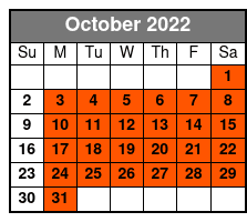Grand Jubilee October Schedule