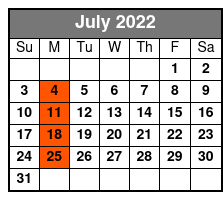 Marvin Gaye & the Masters of Soul July Schedule