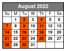 Elvis - Story Of the King August Schedule
