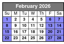 Zipline Canopy Tours February Schedule