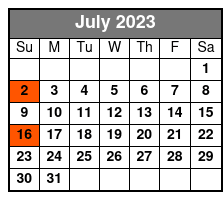 Elvis and The Blackwoods Gospel Show July Schedule